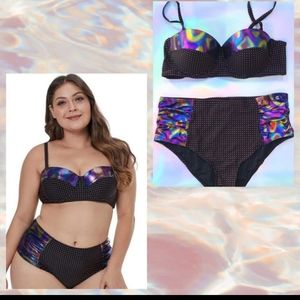 Purple Blue Metallic 2 Piece Bikini Swimsuit NEW 0X Boutique